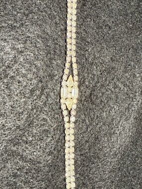 Vintage Clear Rhinestone Tennis Style Bracelet Silver Tone Glam Estate